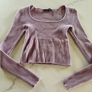 Kendall & Kylie Lavender Ribbed Long Sleeve Top - Women’s Small